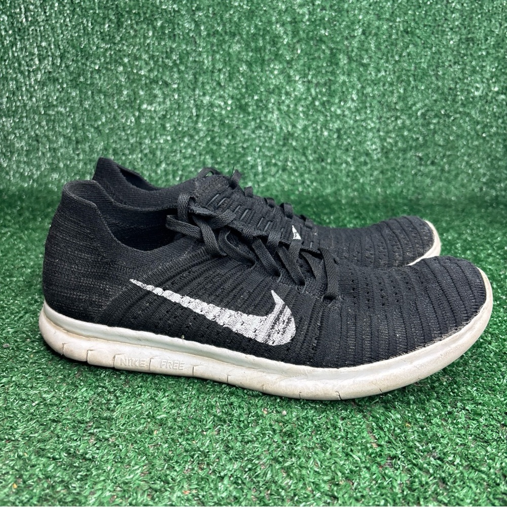 Nike Free‎ RN Flyknit Shoes Women's 9 Black White Knit Running Trainers Sneakers